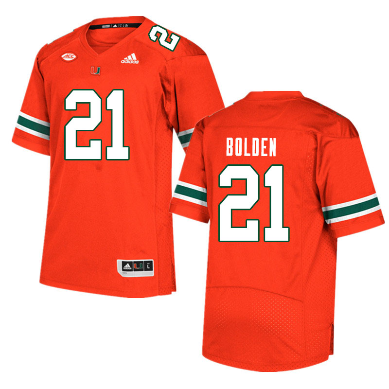 Men #21 Bubba Bolden Miami Hurricanes College Football Jerseys Sale-Orange